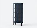 Credenza vetrina in metallo e vetro 78×38×168 cm - blu scuro - design moderno