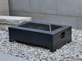 Stufa all'aperto in metallo 90×60×45 cm - nero - design moderno con parascintille