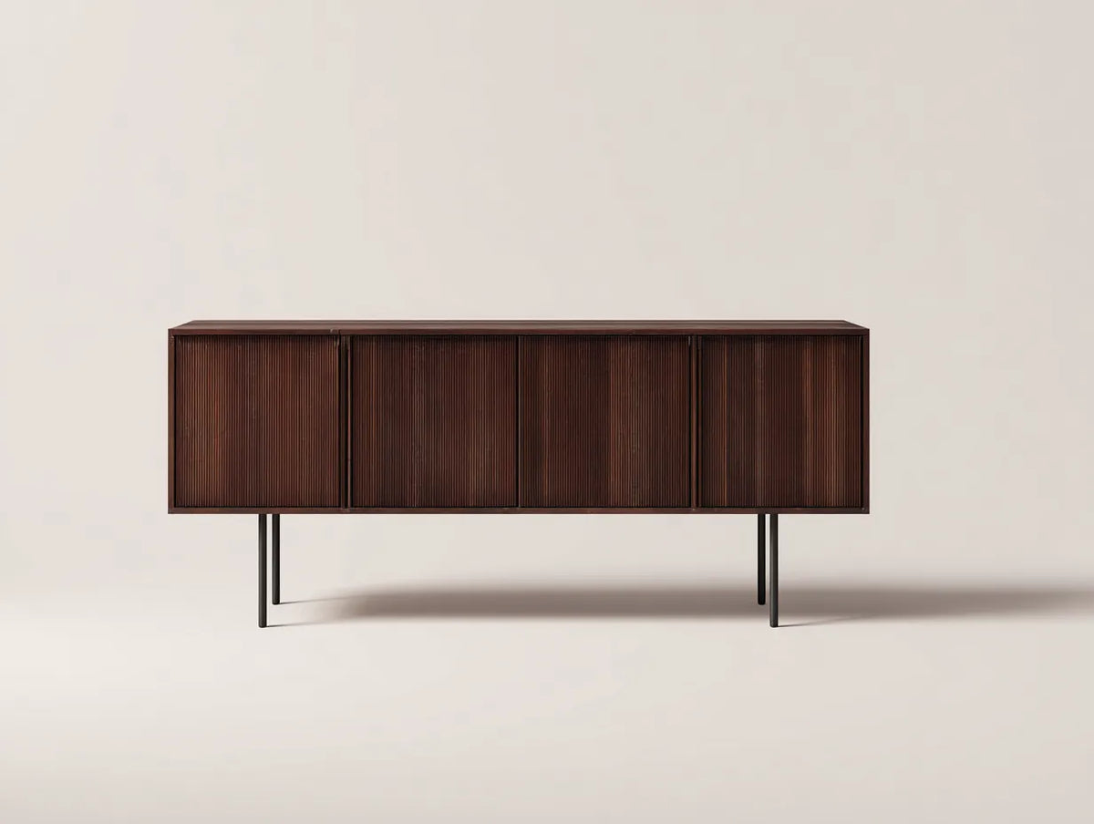 Credenza in legno 175×40×76 cm - marrone scuro - frontale scanalato contemporaneo