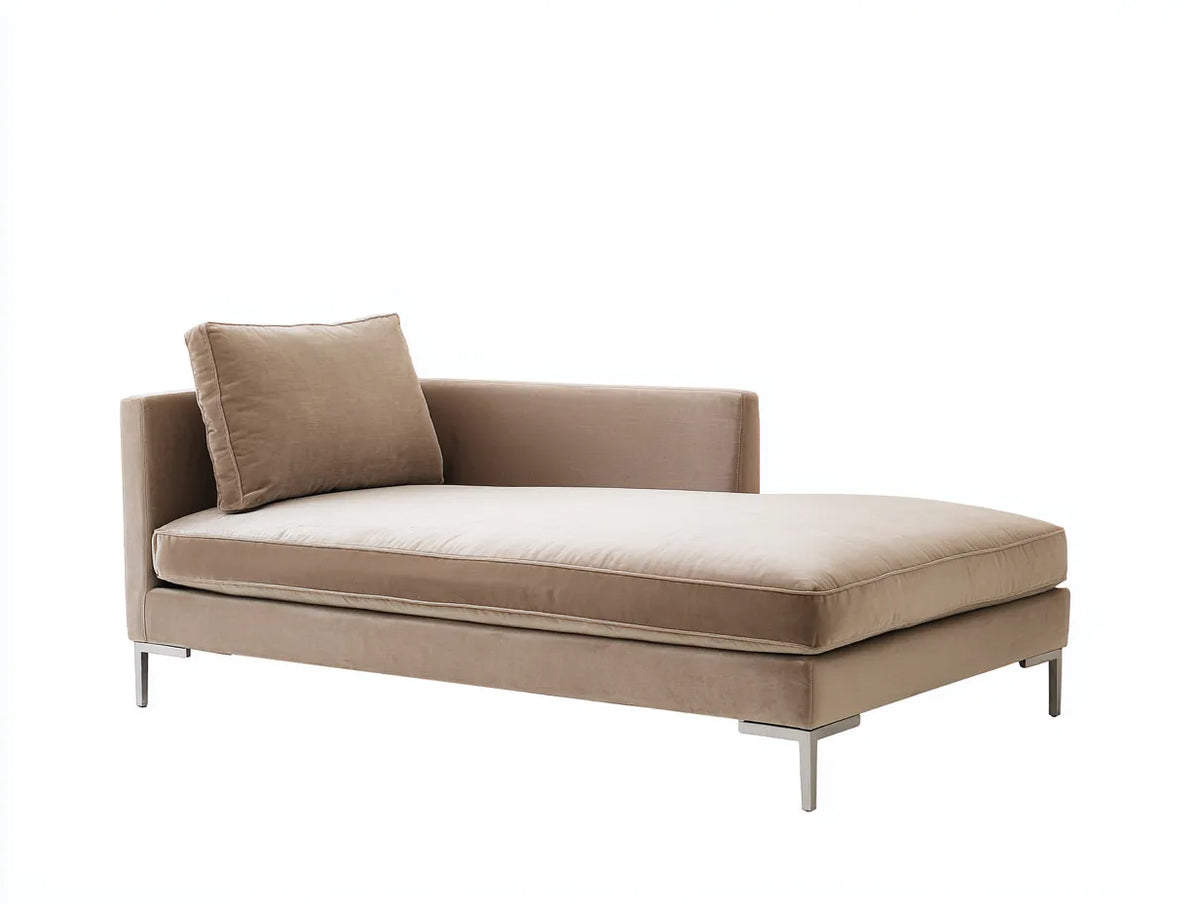 Poltrona lounge allungata in tessuto 185×95×76 cm - beige - design moderno per soggiorno