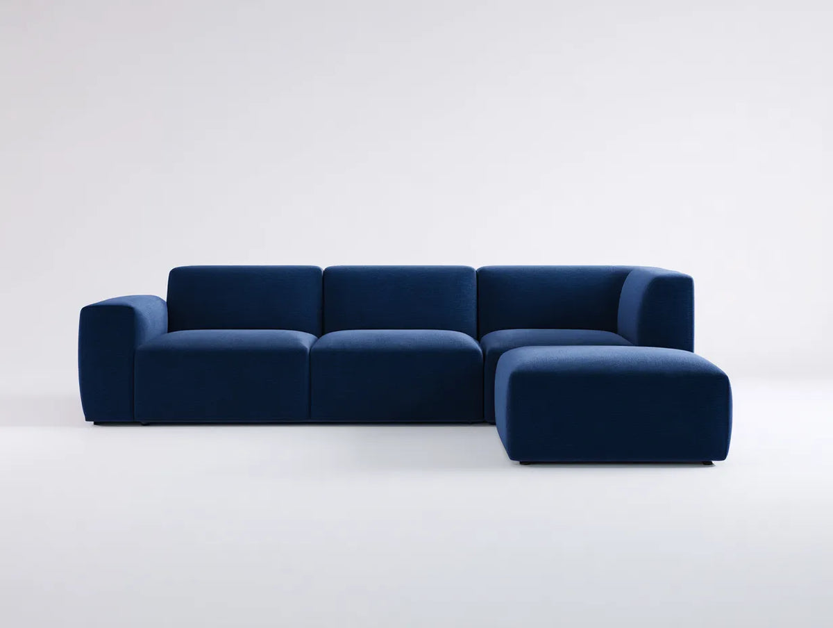 Divano Soggiorno angolare in tessuto 290×170×78 cm - blu scuro - design modulare moderno