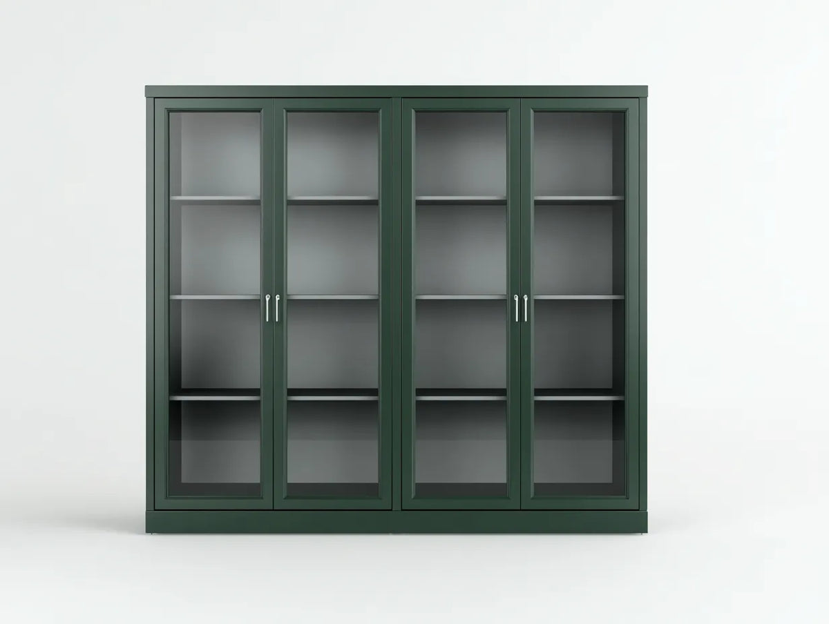 Credenza Sala Da Pranzo in metallo e vetro 160×40×150 cm - verde scuro - design moderno