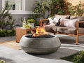 Stufa da esterno in cemento grigio 85×85×38 cm - grigio - braciere rotondo per terrazza