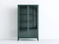 Credenza Sala Da Pranzo in metallo e vetro 82×38×170 cm - verde scuro - stile industriale