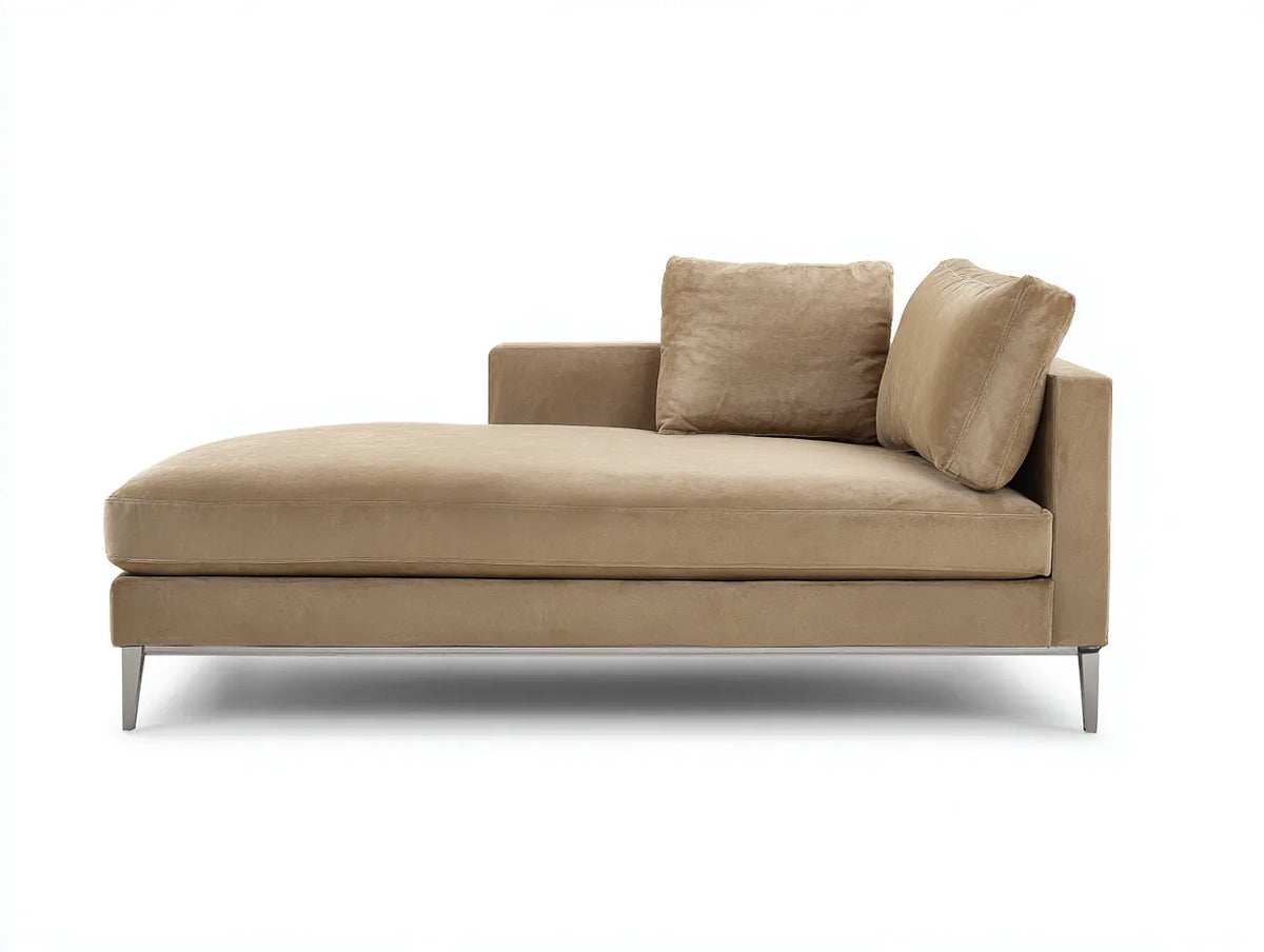 Poltrona relax chaise longue in tessuto 190×88×78 cm - beige - struttura rialzata per soggiorno