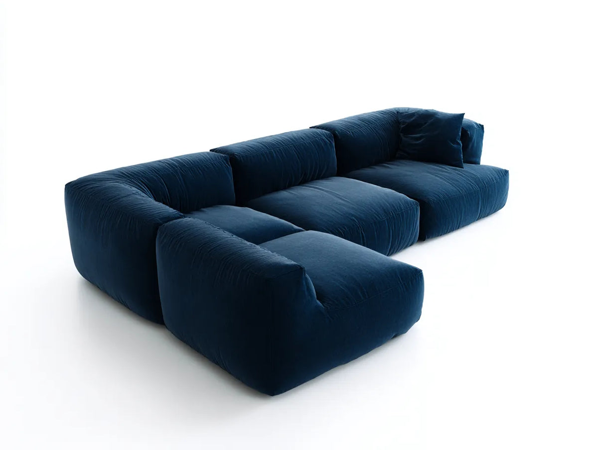 Divano Soggiorno componibile in tessuto 305×190×76 cm - blu scuro - stile contemporaneo