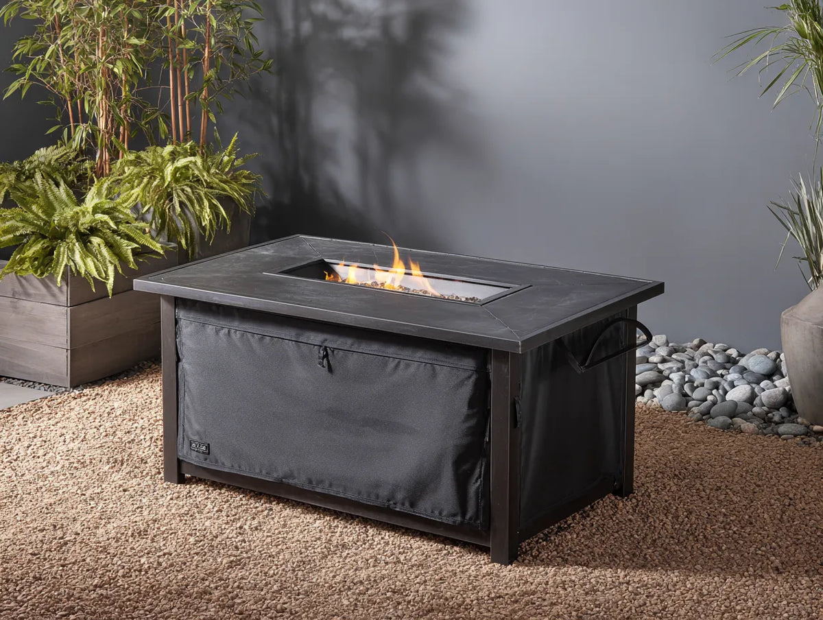 Stufa all'aperto in metallo 100×70×62 cm - nero - stile contemporaneo con fiamma lineare