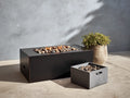 Stufa all'aperto in metallo 105×65×55 cm - nero - stile industriale con focolare rettangolare