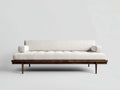 Poltrona Reclinabile Soggiorno in tessuto e legno 205×88×78 cm - bianco/marrone - stile minimalista