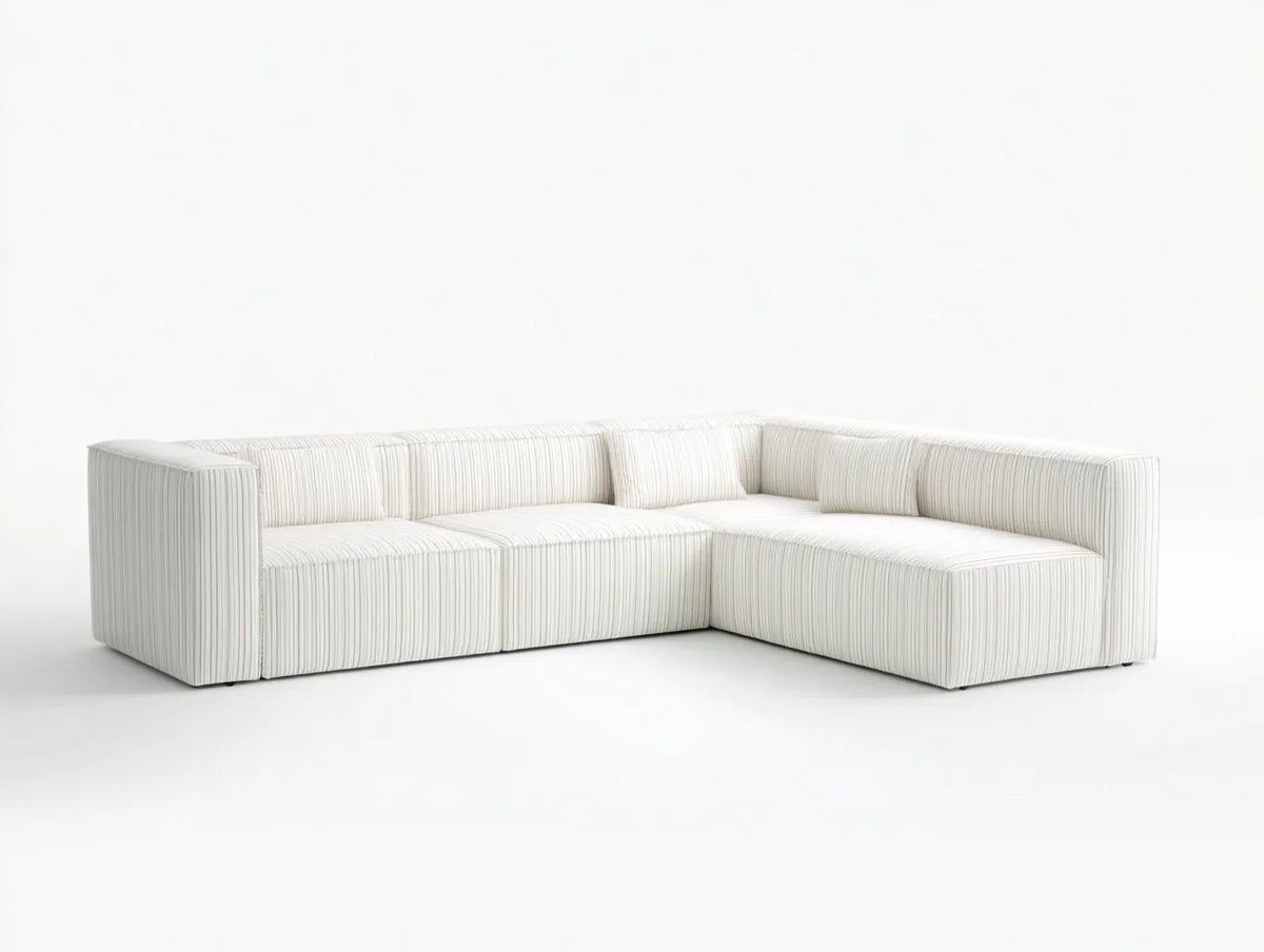 Divano angolare in tessuto 294×188×72 cm - bianco - design modulare