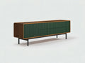 Credenza in legno 185×46×74 cm - verde scuro e marrone - frontali scanalati