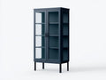 Credenza vetrina in metallo e vetro 82×40×172 cm - blu scuro - stile classico