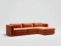 Divano angolare in tessuto 295×165×78 cm - arancione - con chaise longue per soggiorno