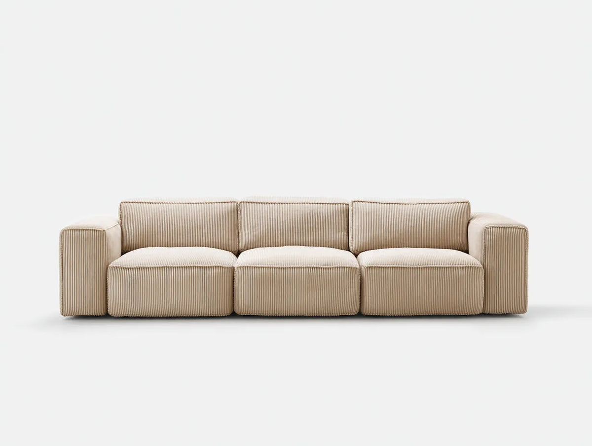 Divano lineare in tessuto a coste 252×96×73 cm - beige - tre posti